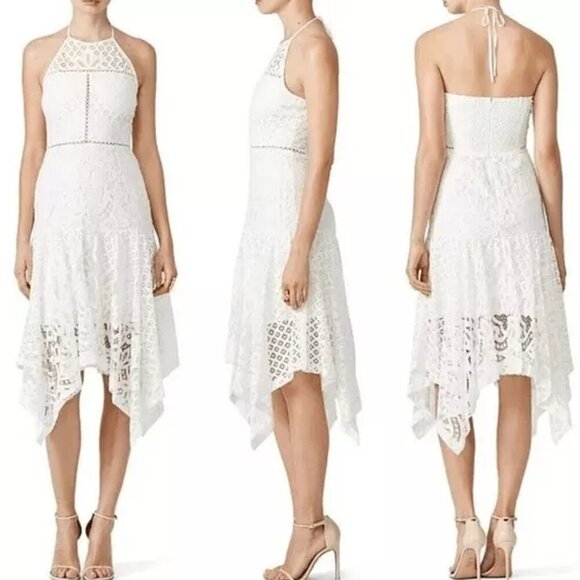 Parker Tulum Cambo White Lace Dress Halter, Midi, Asymmetrical I10 - Picture 2 of 11